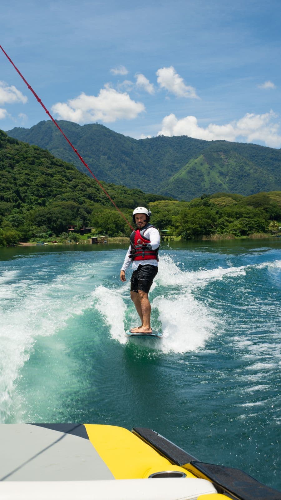 Wakeboarding in Poza Verde, Lake Ilopango
